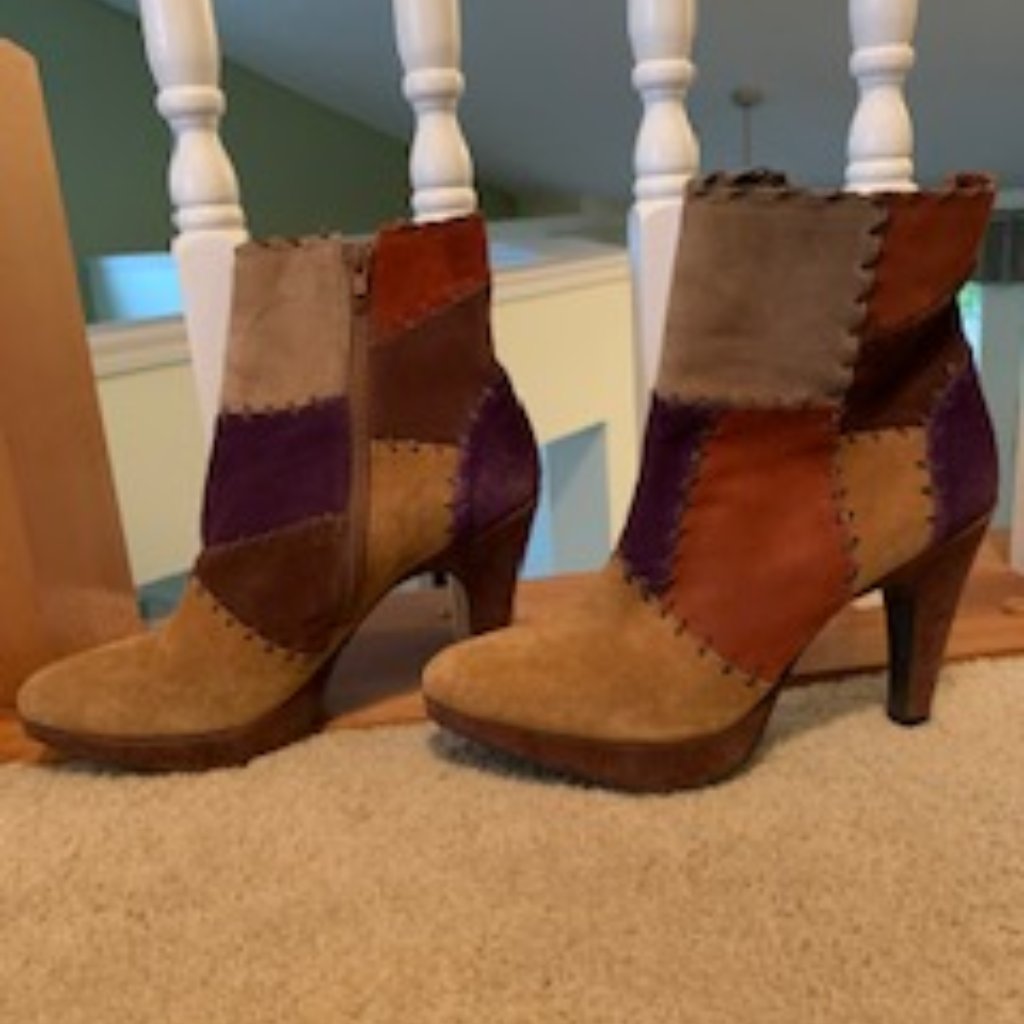 Patchwork Suede Booties